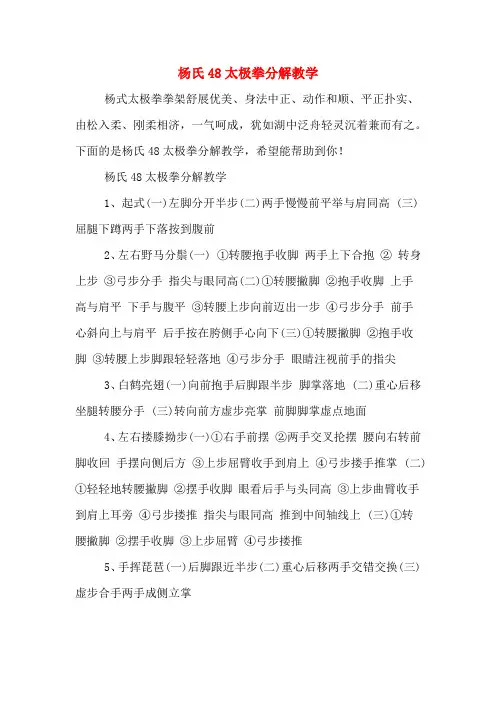 杨氏48太极拳分解教学