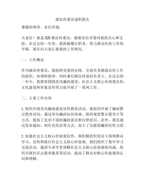 镇宣传委员述职报告