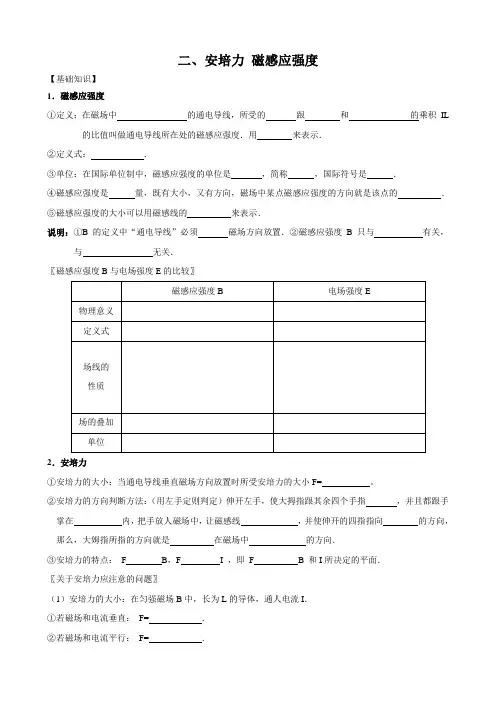 二、安培力磁感应强度