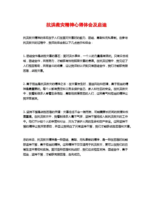 抗洪救灾精神心得体会及启迪
