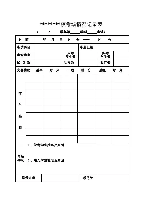 考场情况记录表
