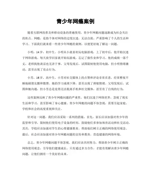 青少年网瘾案例