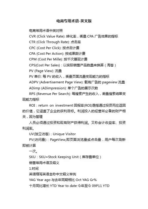电商专用术语-英文版