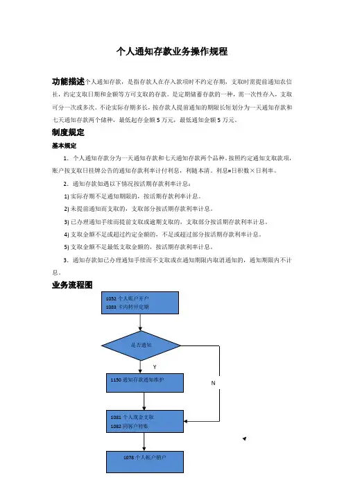银行个人通知存款业务操作规程