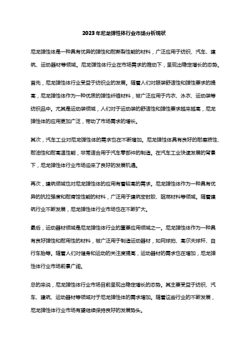 2023年尼龙弹性体行业市场分析现状