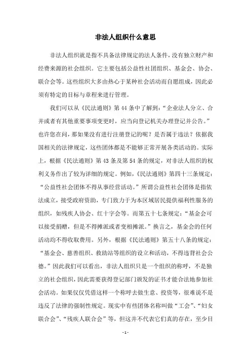非法人组织什么意思