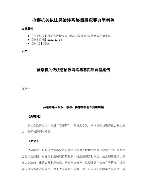 检察机关依法惩治涉网络黑恶犯罪典型案例