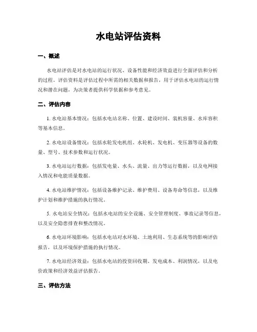 水电站评估资料