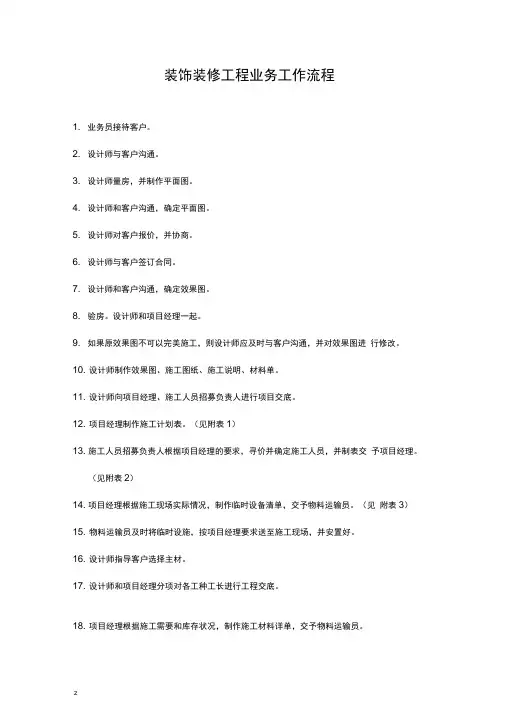 装饰装修工程业务工作流程