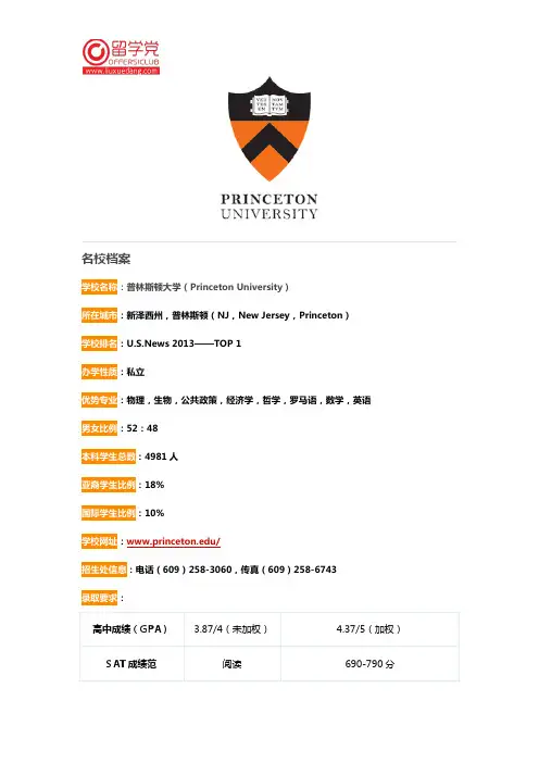 普林斯顿大学(Princeton University)介绍