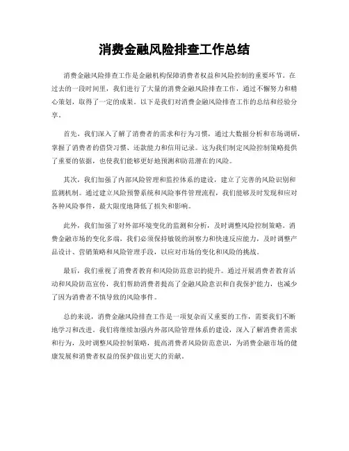 消费金融风险排查工作总结