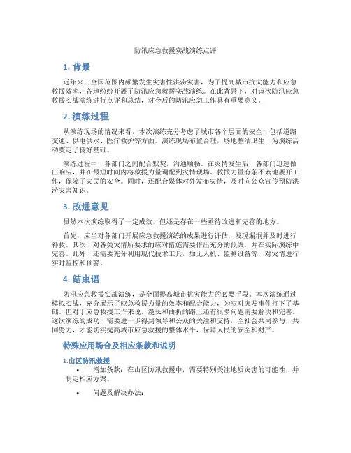 防汛应急救援实战演练点评