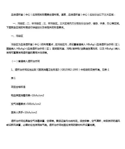 血液透析室设计要求