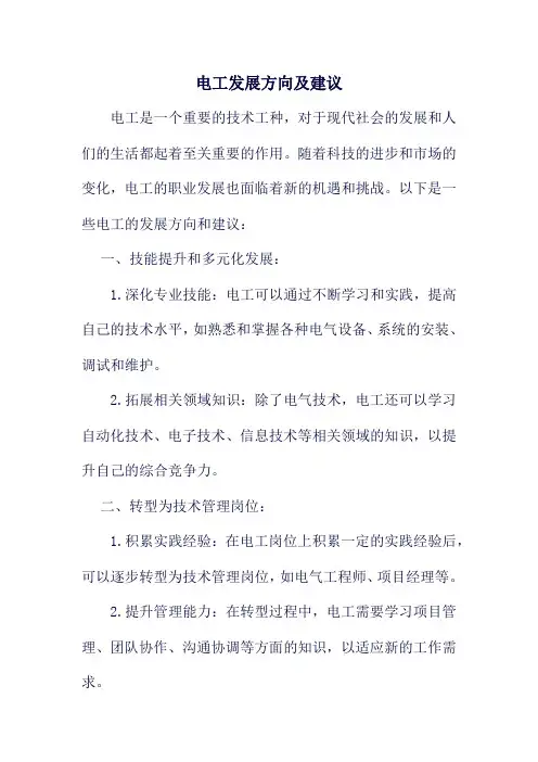 电工发展方向及建议