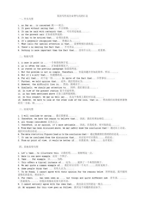 英语写作高分 必背句式汇总