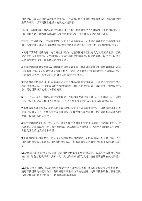 团队建设与发展的关键要素