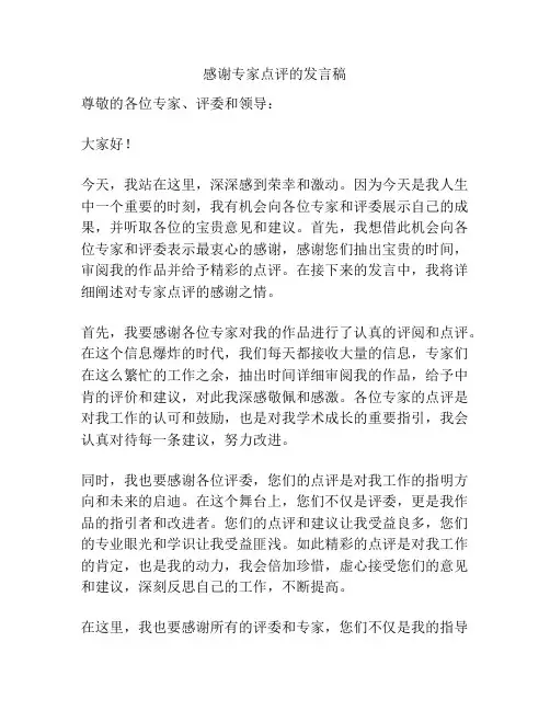 感谢专家点评的发言稿