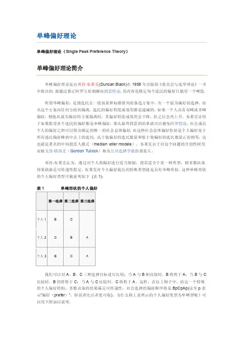 【最新精选】单峰偏好理论