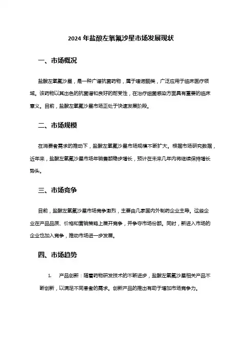 2024年盐酸左氧氟沙星市场发展现状