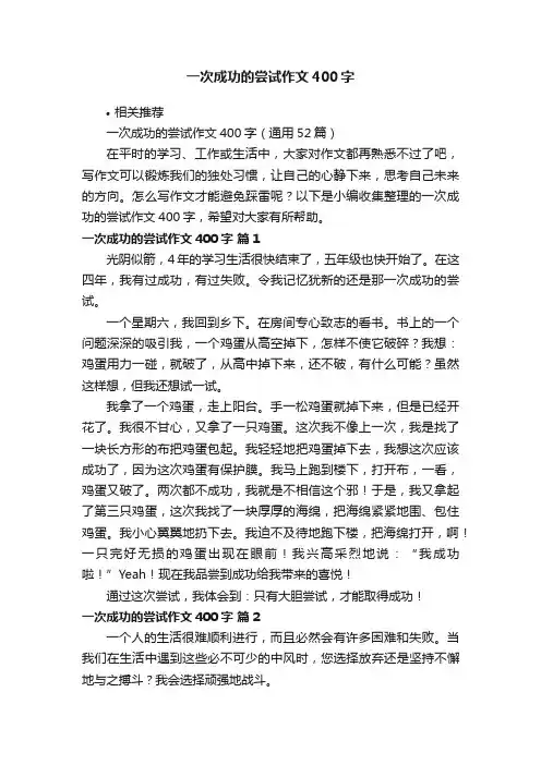 一次成功的尝试作文400字