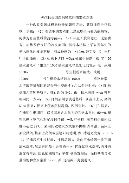 一种改良美国红枫嫩枝扦插繁殖方法