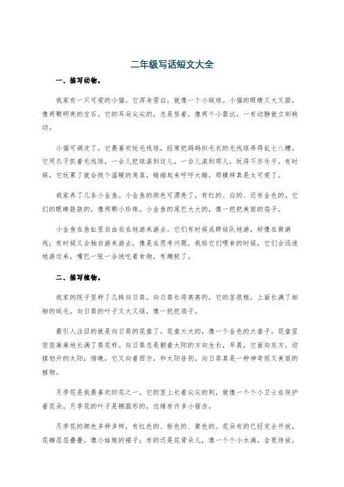 二年级写话短文大全