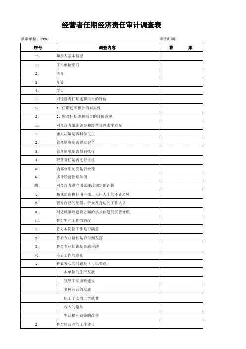 经济责任审计调查表