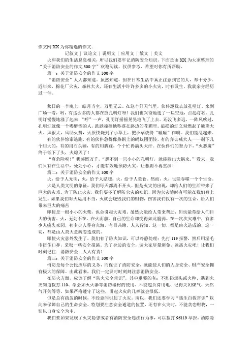 关于消防安全的作文300字