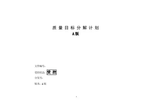 质量目标分解计划