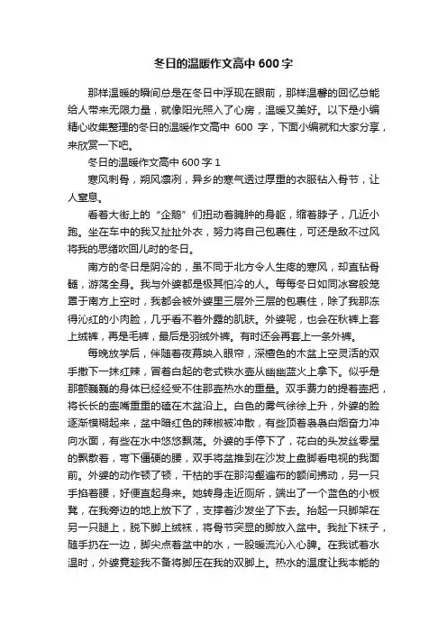冬日的温暖作文高中600字