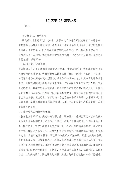 《小鹰学飞》教学反思