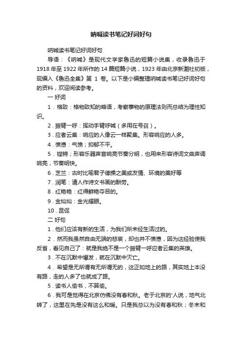呐喊读书笔记好词好句
