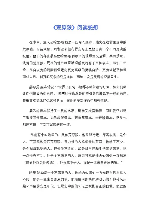 《荒原狼》阅读感想