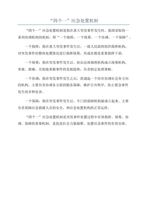 “四个一”应急处置机制
