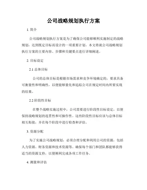 公司战略规划执行方案