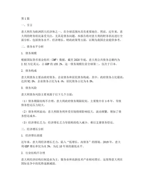 意大利财务状况分析报告(3篇)