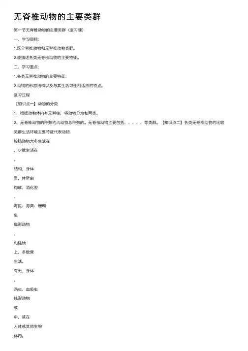 无脊椎动物的主要类群