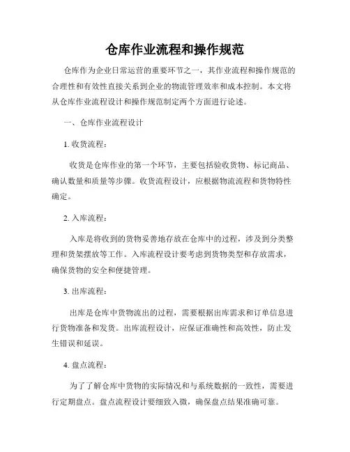仓库作业流程和操作规范