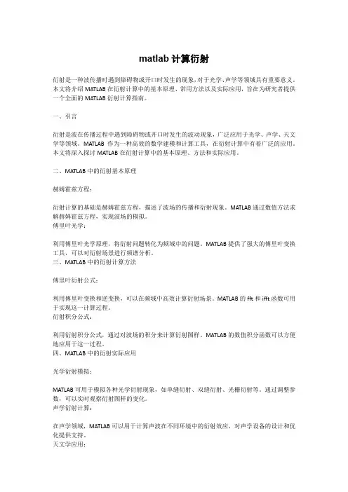 matlab计算衍射