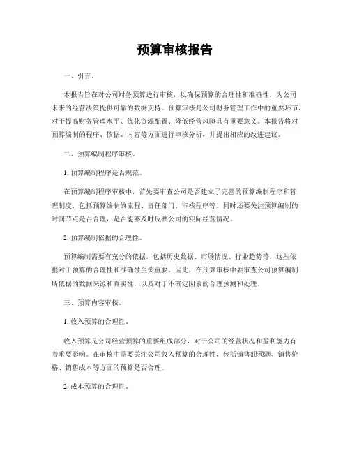 预算审核报告