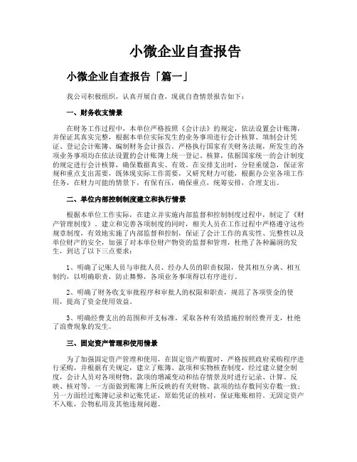 小微企业自查报告