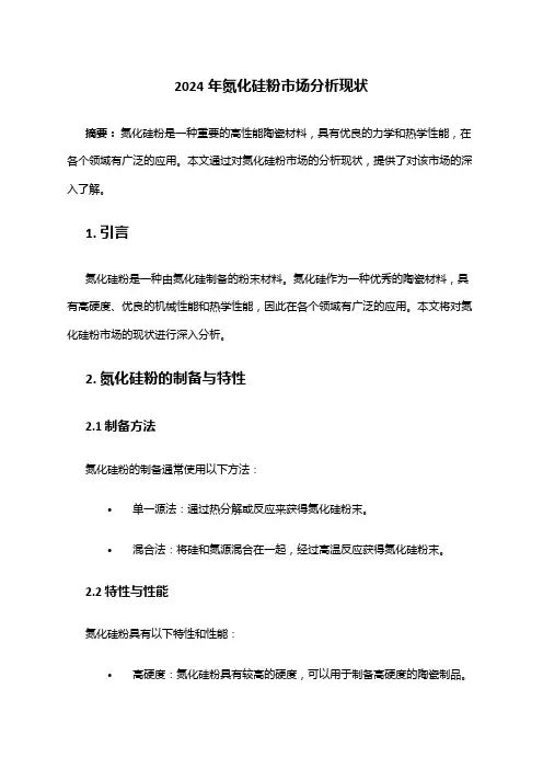 2024年氮化硅粉市场分析现状