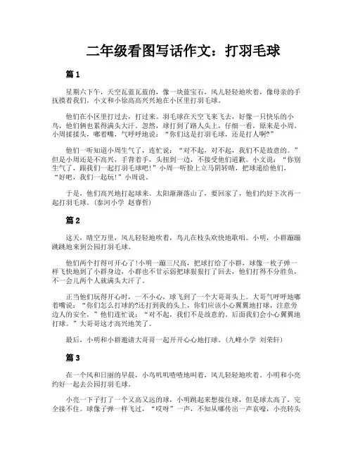二年级看图写话作文：打羽毛球