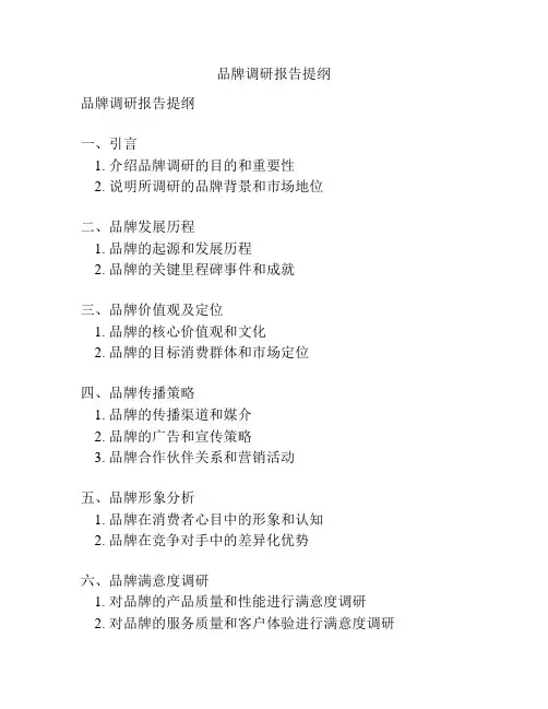 品牌调研报告提纲