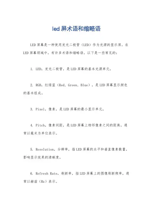 led屏术语和缩略语