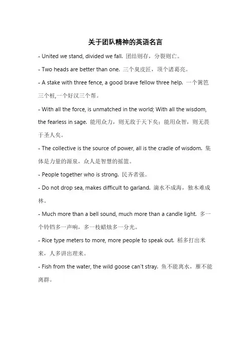 关于团队精神的英语名言