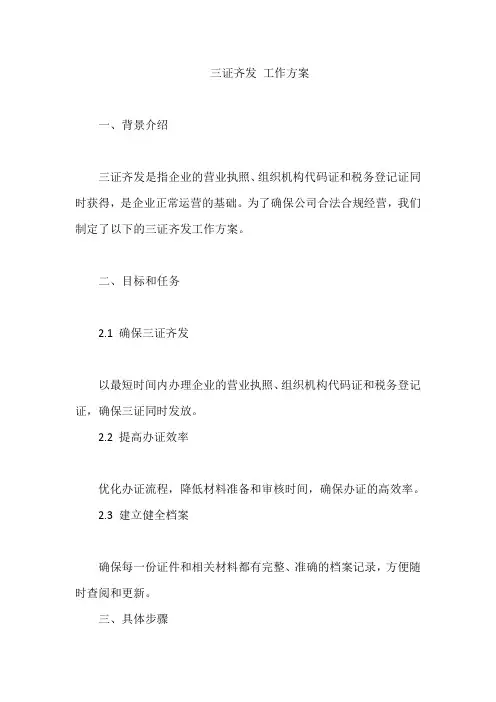 三证齐发 工作方案