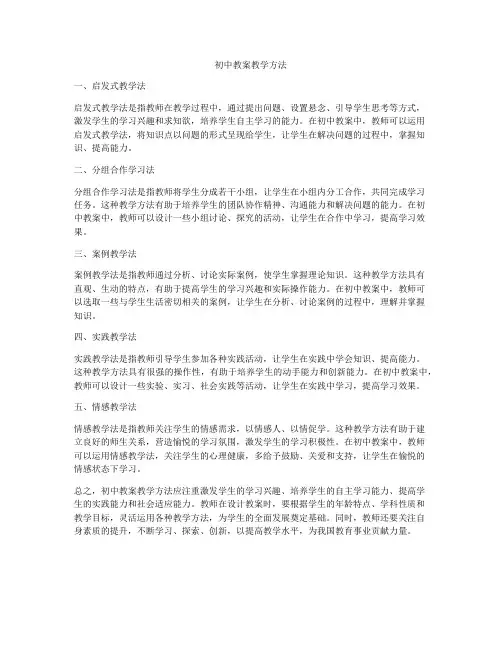 初中教案教学方法