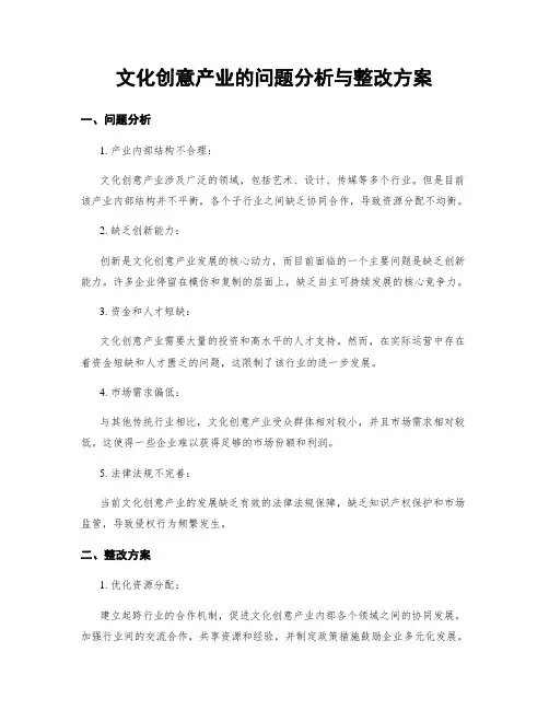 文化创意产业的问题分析与整改方案