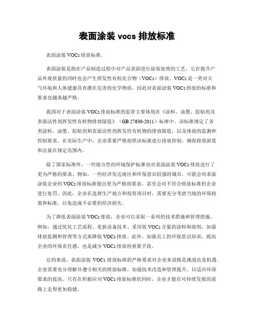 表面涂装vocs排放标准